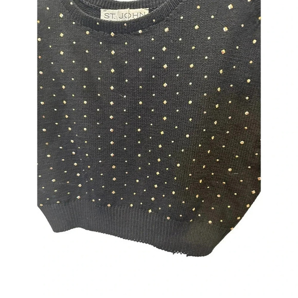 St. John Sportswear Women's Black Polka Dot Sleeveless Scoop Neck Sweater Size S - Picture 3 of 8